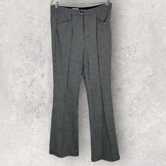 Anthropologie Houndstooth Flare Essential Trouser Size 12 Pants Tailored Minimal - Picture 5 of 13